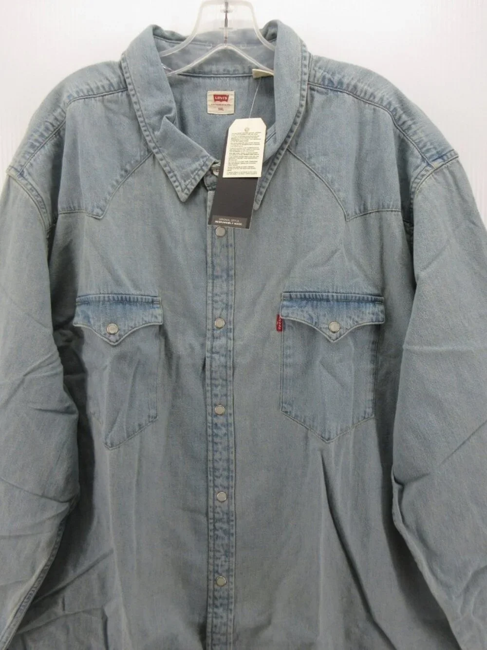 Levis Shirt XXXL Western Pearl Snap Denim Cowboy Rodeo Flap Pockets NEW